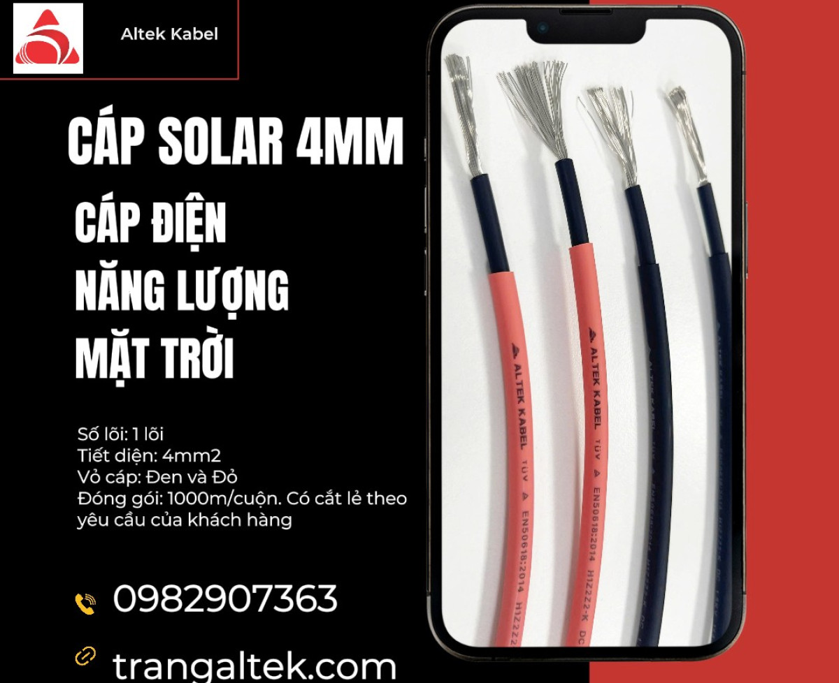 Cáp Solar 4mm Altek Kabel – Chuyên dùng cho hệ thống điện mặt trời