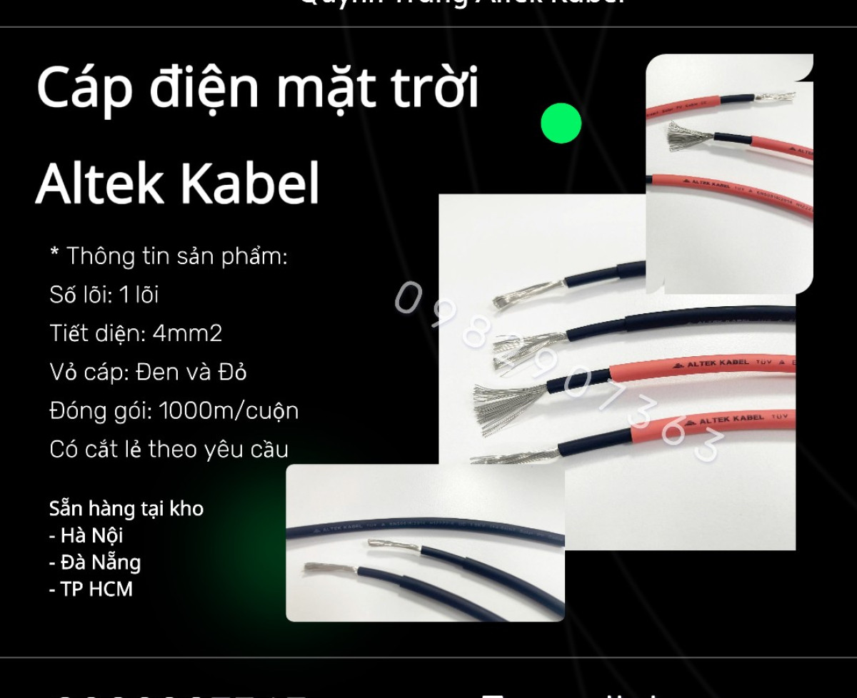 Cáp Solar 4mm Altek Kabel – Chuyên dùng cho hệ thống điện mặt trời