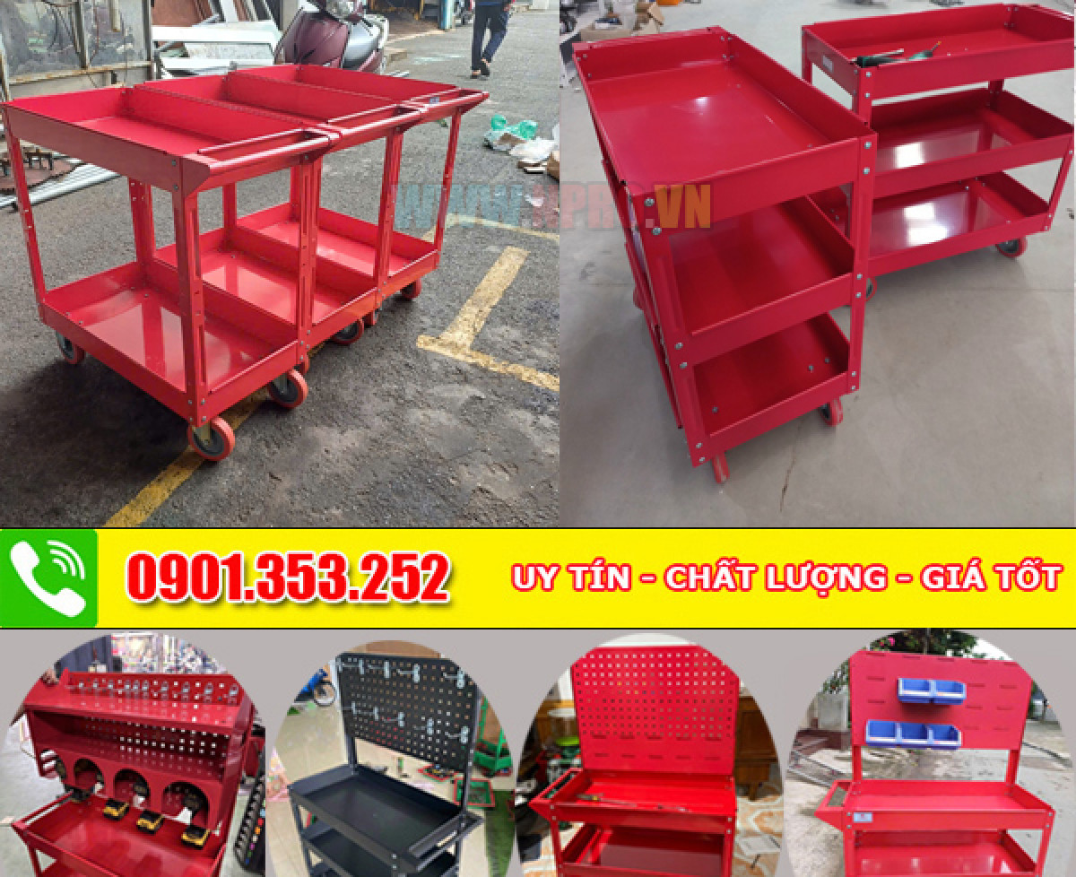 XE ĐẨY 3 NGĂN LƯU TRỮ ĐỒ NGHỀ GỌN GÀNG HƠN