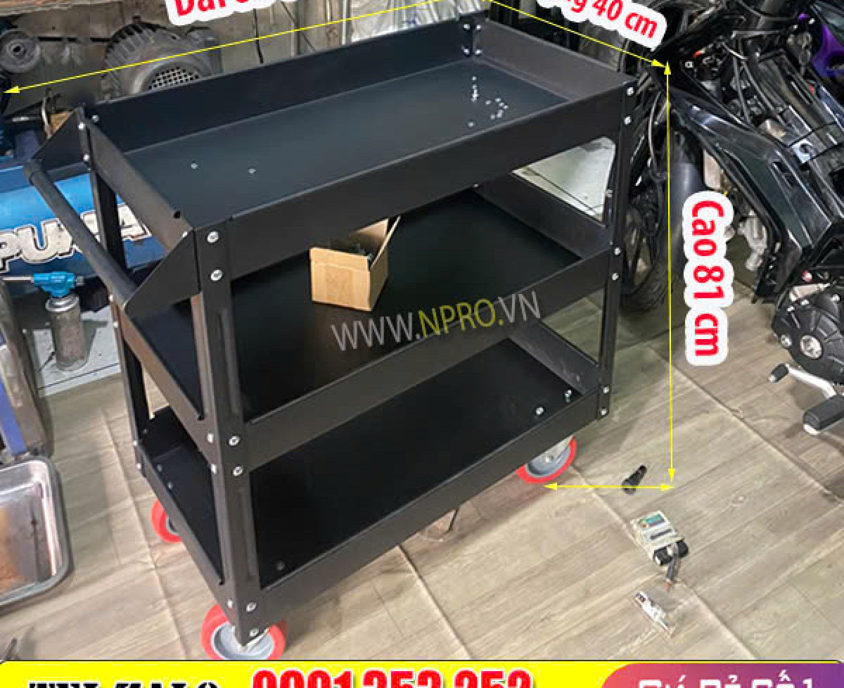 XE ĐẨY 3 NGĂN LƯU TRỮ ĐỒ NGHỀ GỌN GÀNG HƠN
