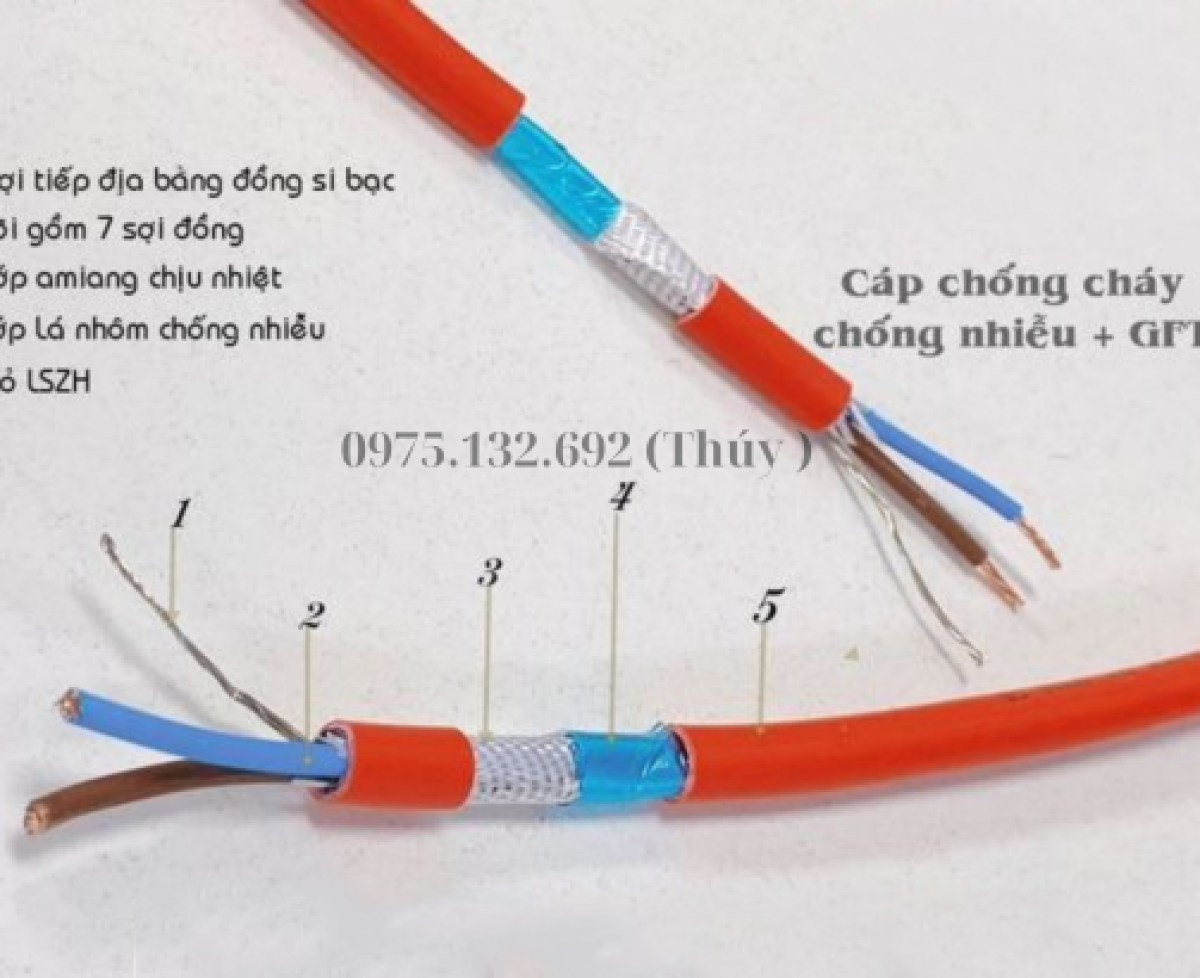Cáp tín hiệu lõi xoắn, chống cháy, chống nhiễu 2 lõi