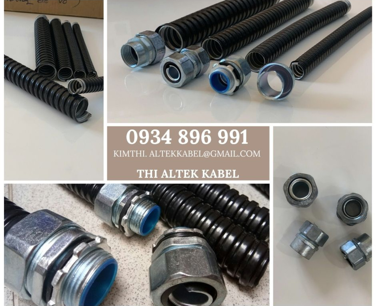 Ống ruột gà lõi thép bọc nhựa PVC chống nước + đầu nối