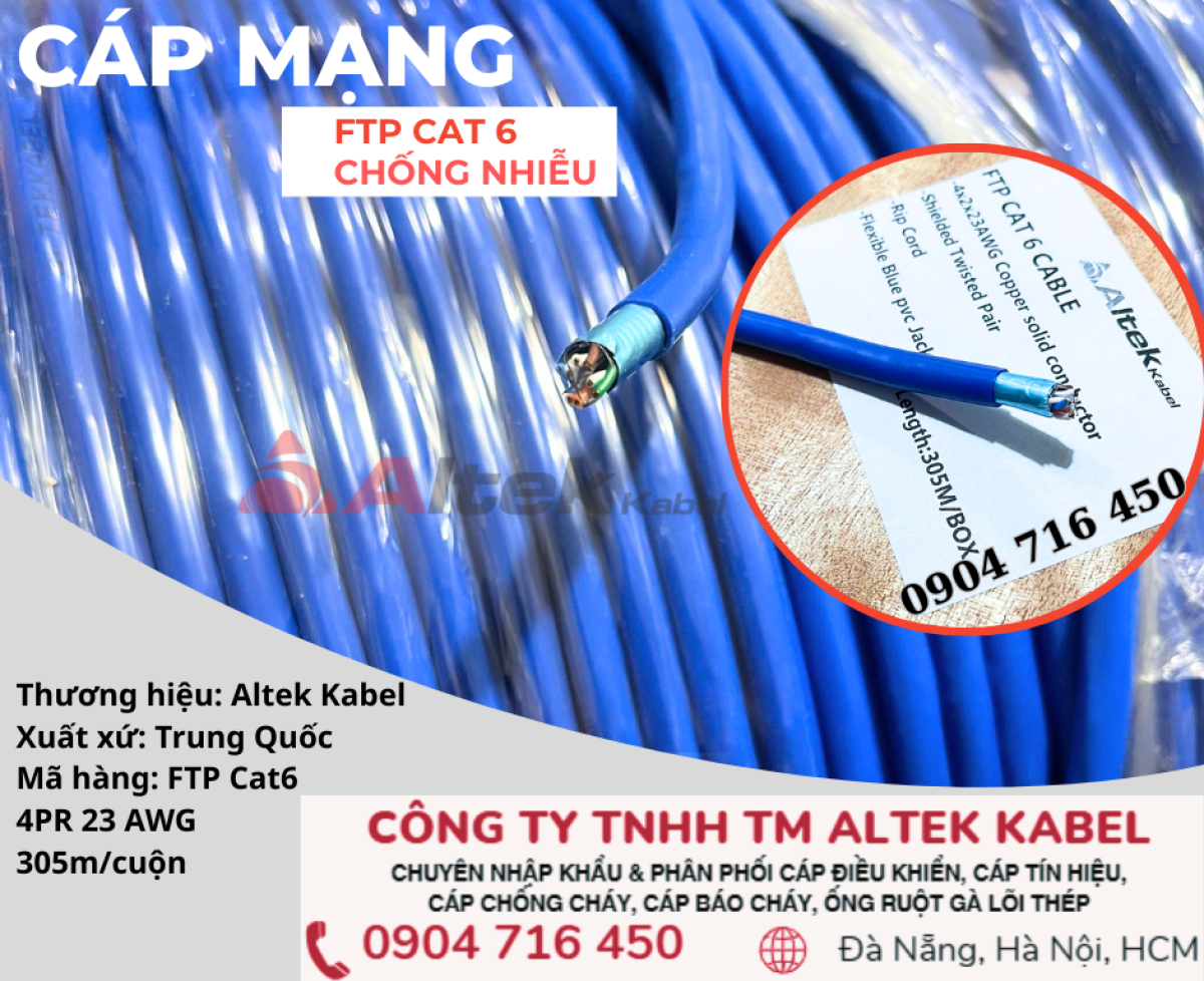 Cáp mạng chống nhiễu CAT6 FTP Altek Kabel