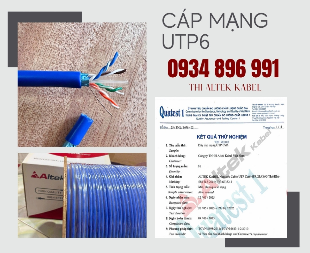 Cáp mạng UTP CAT6 Altek Kabel chính hãng