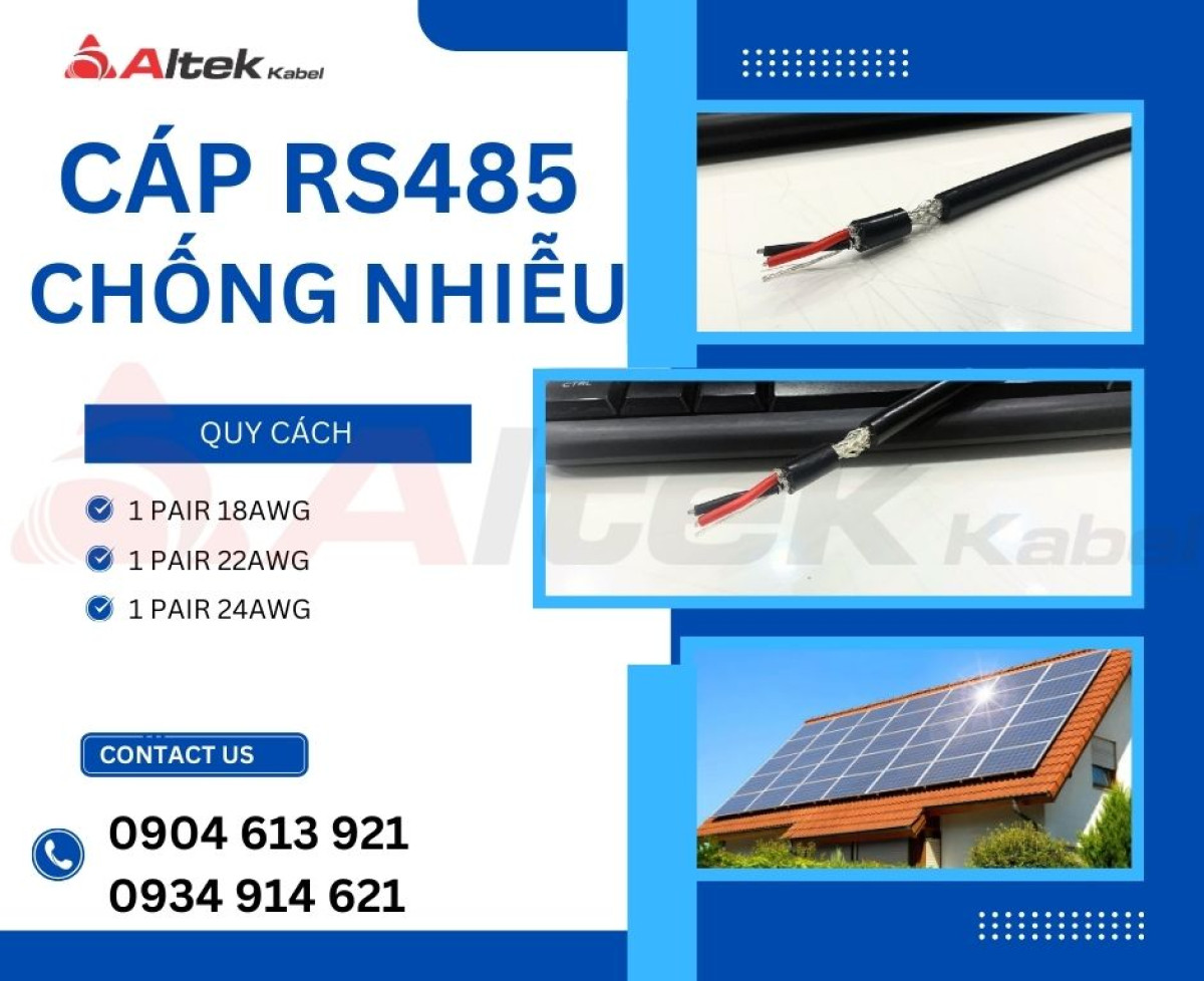 Cáp tín hiệu RS485 vặn xoắn 2 lớp chống nhiễu 18AWG Altek Kabel chính hãng