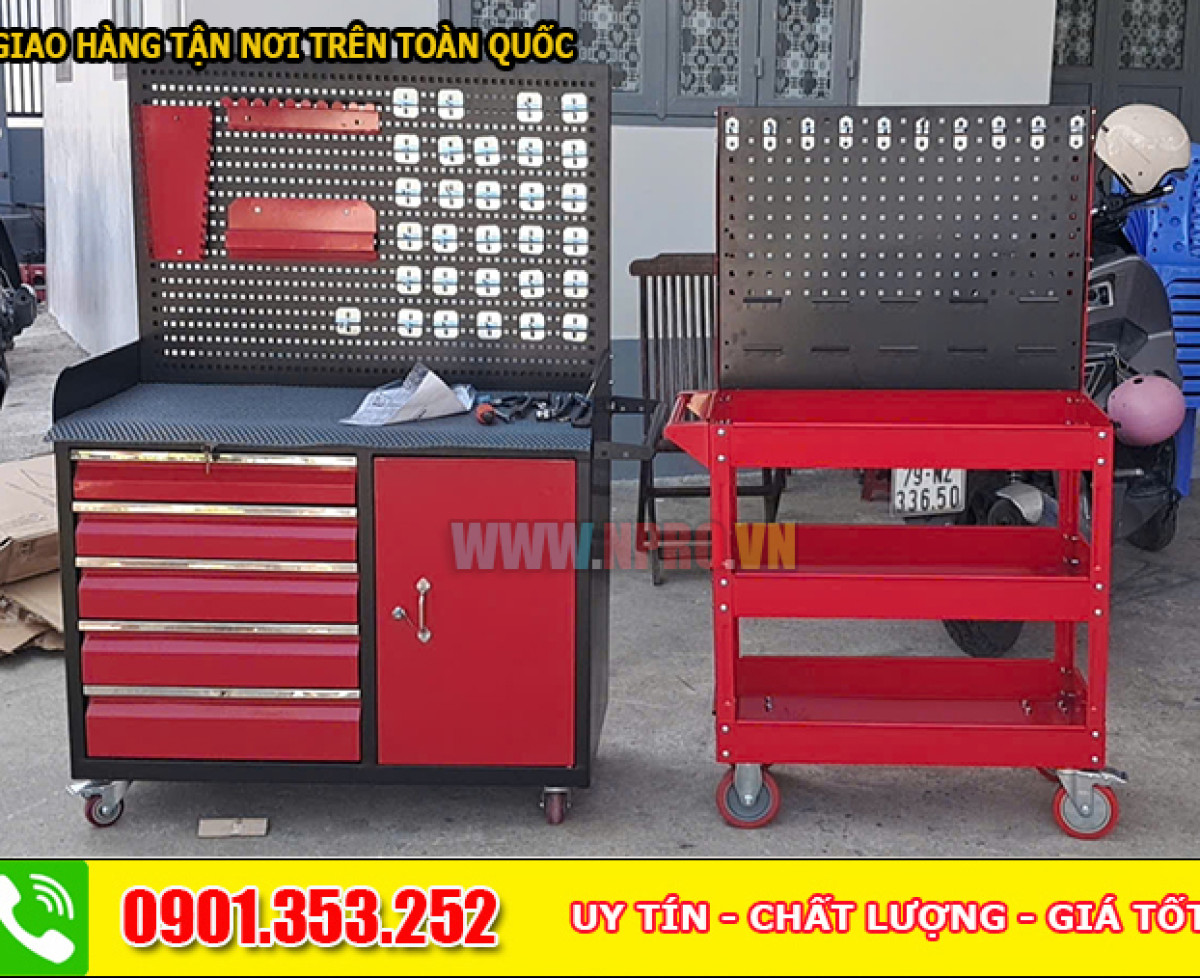 Xe đẩy để dụng cụ, đồ nghề 3 ngăn
