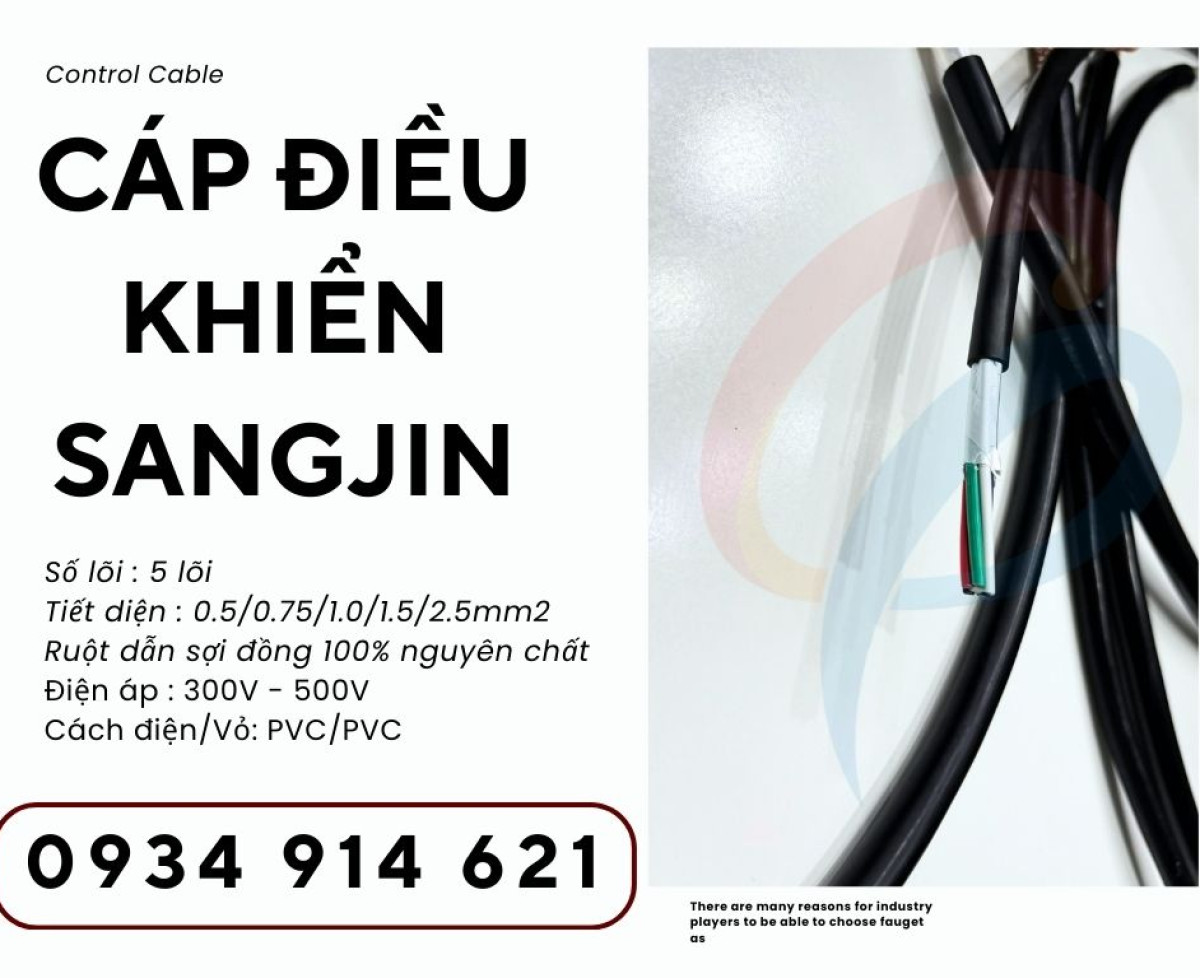 Cáp điều khiển Sqangjin RVVP 5x0.75mm chính hãng phân phối Hồ Chí Minh