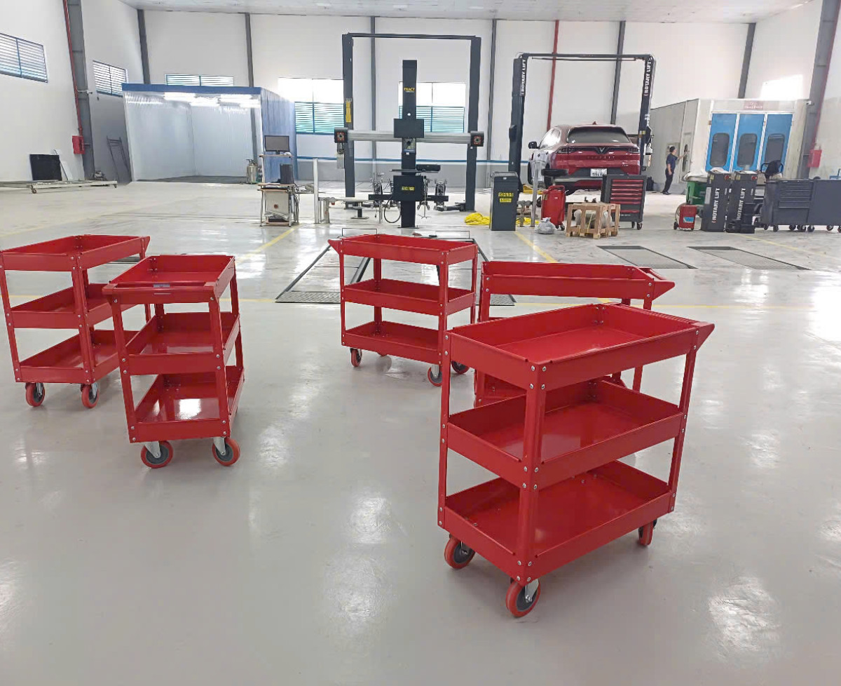 Xe đẩy 3 ngăn - Xe đẩy để dụng cụ, đồ nghề sửa xe, vật dụng khác