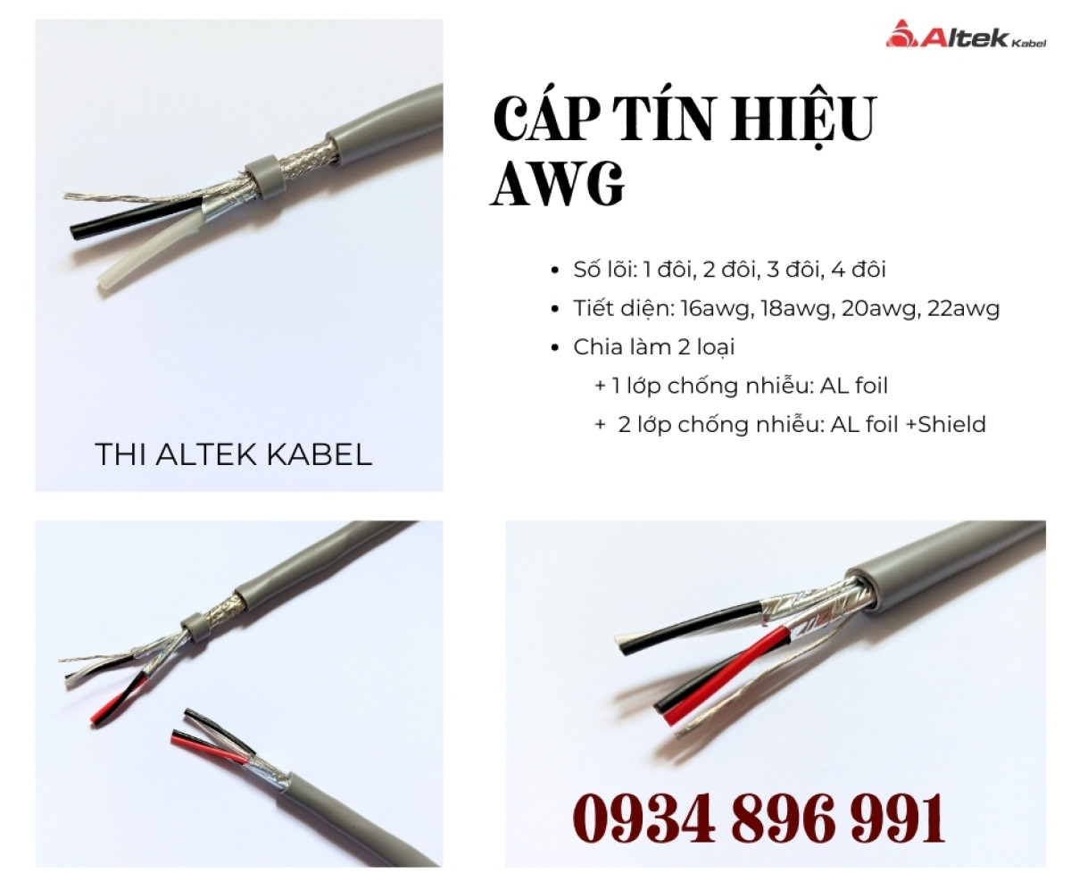 Cáp Tín Hiệu Vặn Xoắn AWG – 16AWG, 18AWG, 20AWG, 22AWG – Chống Nhiễu Altek Kabel
