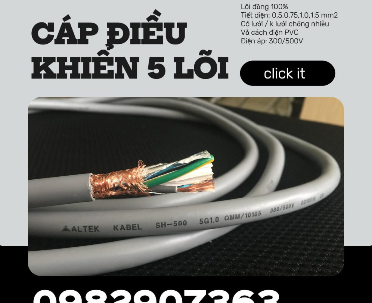 Cáp Điều Khiển 5 Lõi phân phối Hà Nội, Đà Nẵng, TP HCM