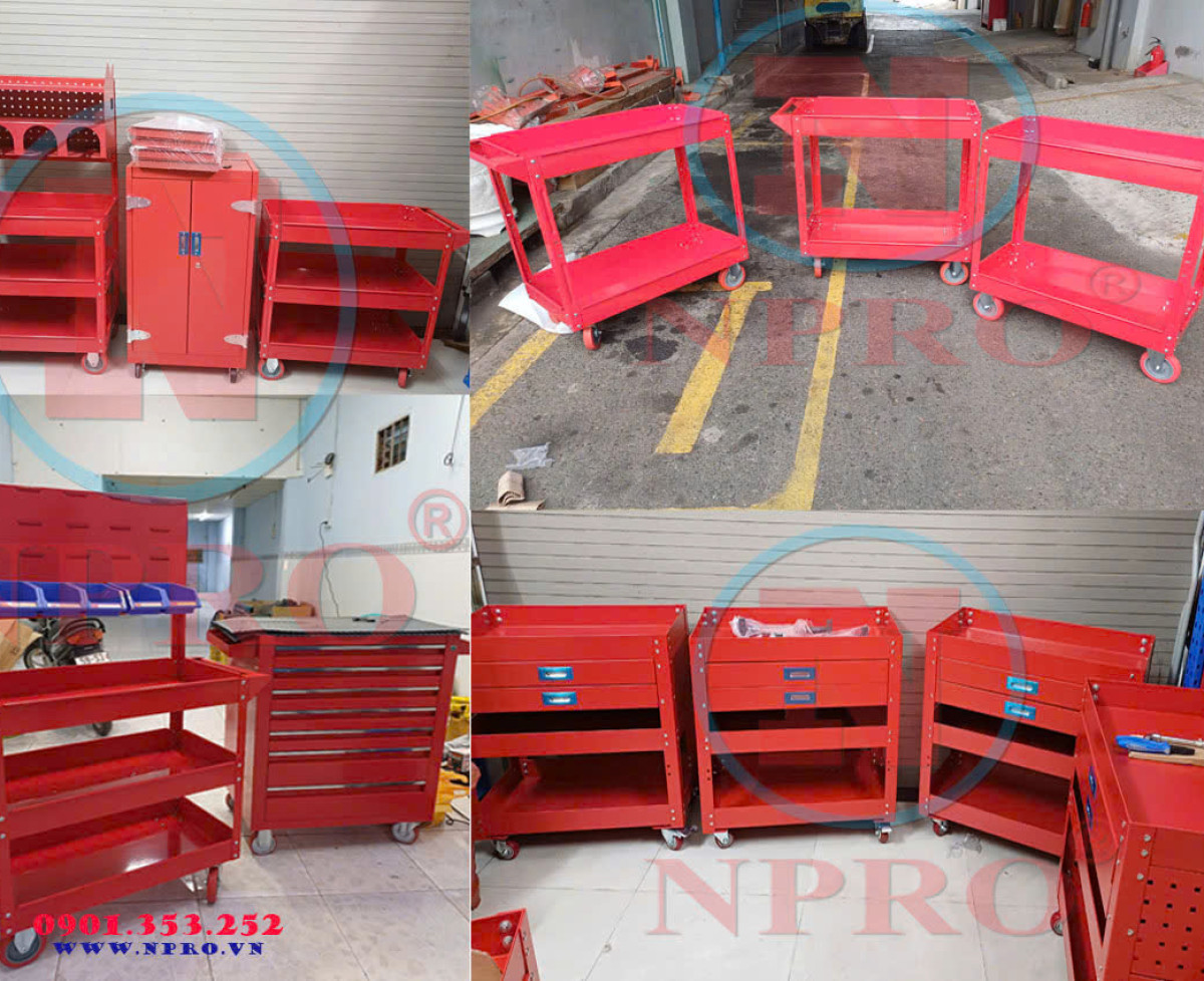Xe đẩy 3 ngăn để đồ nghề, dụng cụ của NPRO