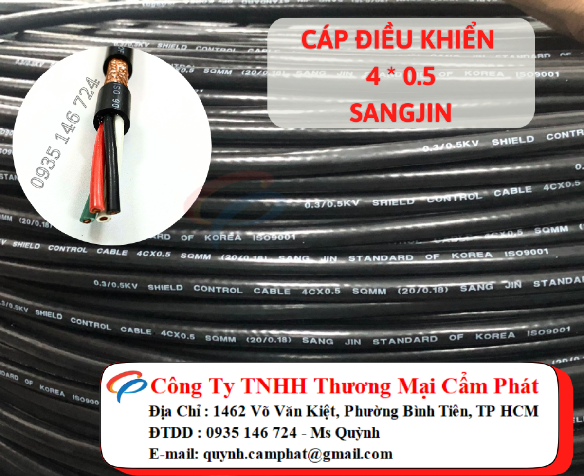 Cáp điều khiển 4 lõi Sangjin 4 x 0.5 chống nhiễu Hồ Chí Minh