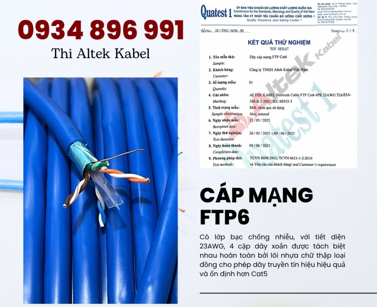 Cáp Mạng UTP/FTP Cat6 – Hỗ Trợ Hệ Thống Camera & Mạng Văn Phòng