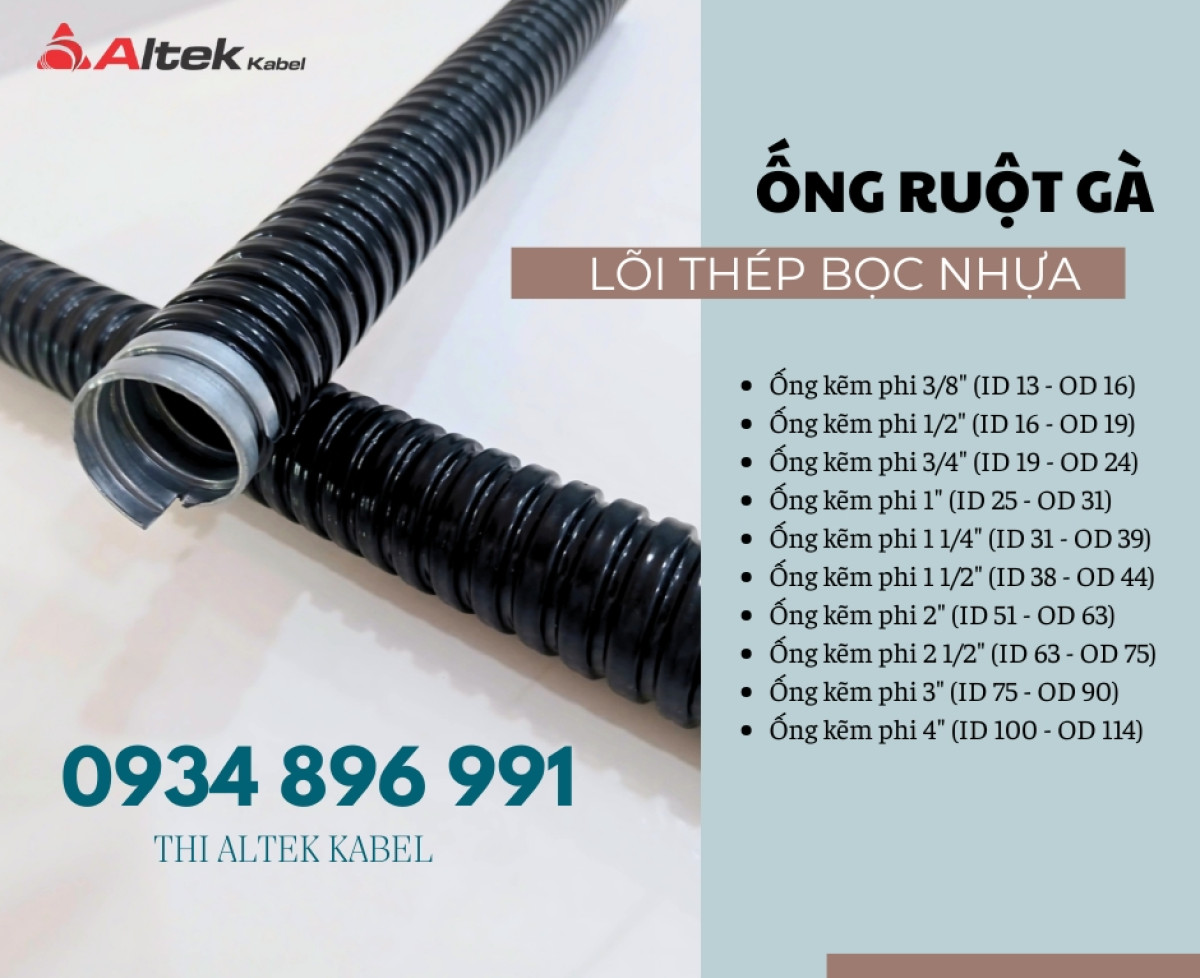 Ống Ruột Gà Lõi Thép Bọc Nhựa & Đầu Nối Phi 3/8 – 4 Inch – Giá Tốt – Giao Hàng Toàn Quốc