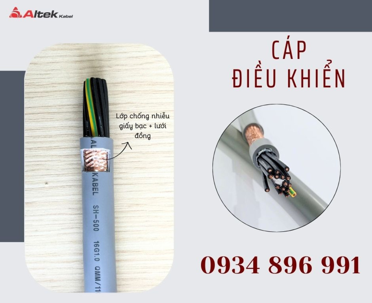 Cáp Điều Khiển 16x0.5mm² Altek Kabel – Có Lưới Chống Nhiễu, Giao Toàn Quốc