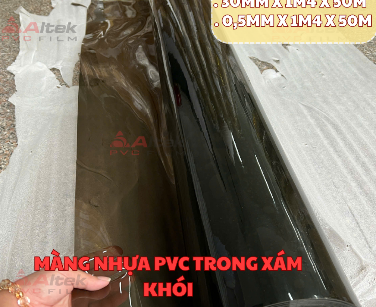 SỈ màng nhựa pvc dẻo trong màu xám khói - giá rẻ