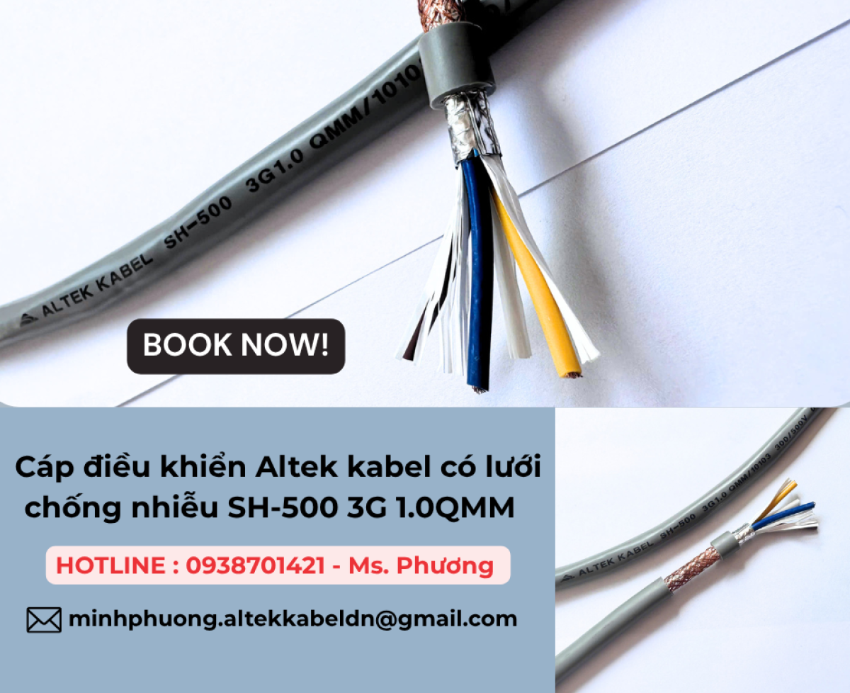 Cáp điều khiển Altek kabel có lưới chống nhiễu SH-500 3G 1.0QMM