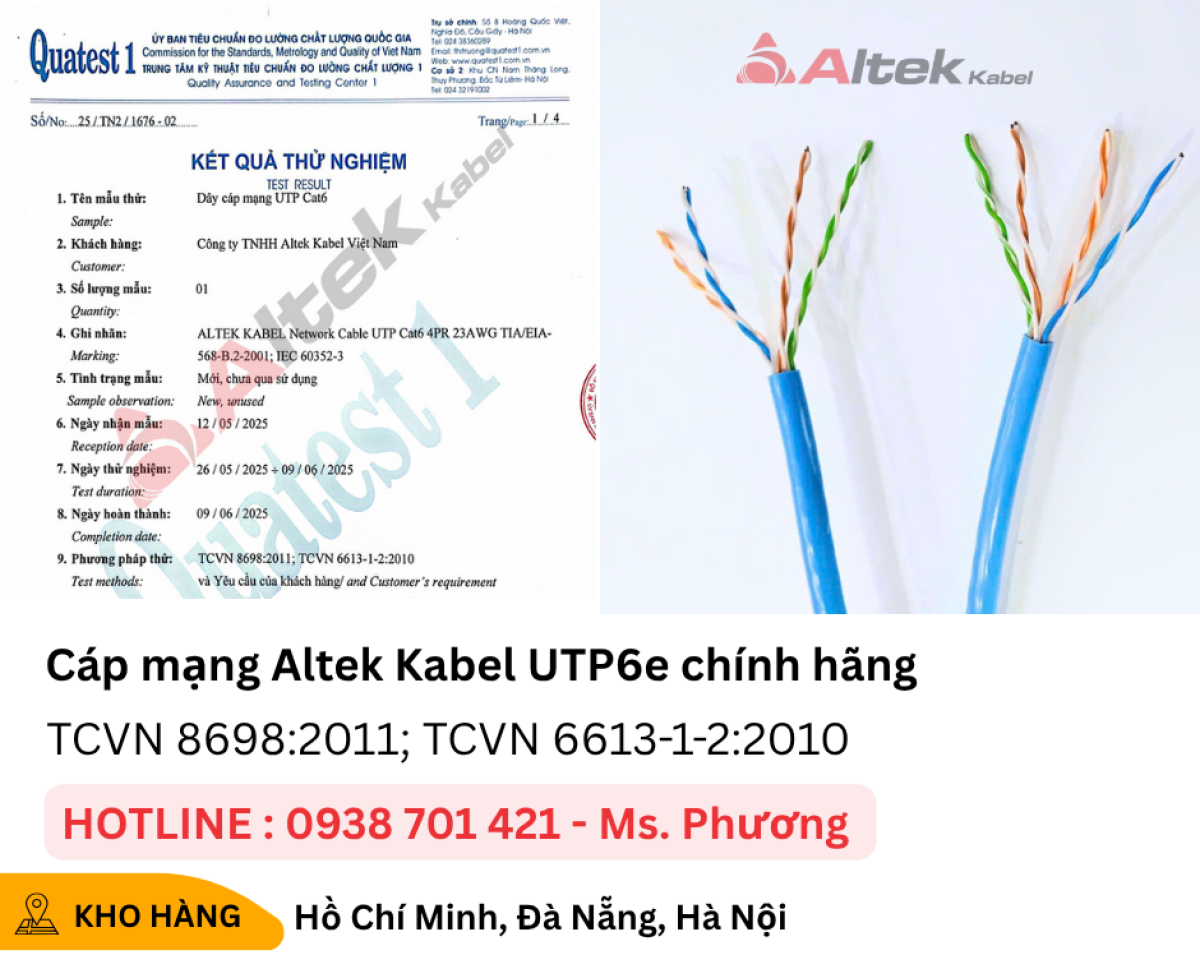 Cáp mạng Altek Kabel UTP6e chính hãng