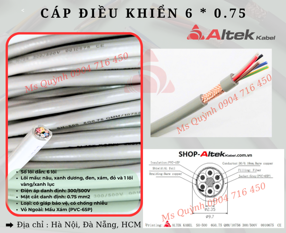 Cáp điều khiển 6 lõi Altek Kabel 6x0.75mm2 Đà Nẵng