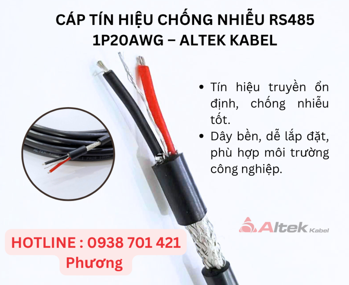 CÁP TÍN HIỆU CHỐNG NHIỄU RS485 1P20AWG – ALTEK KABEL