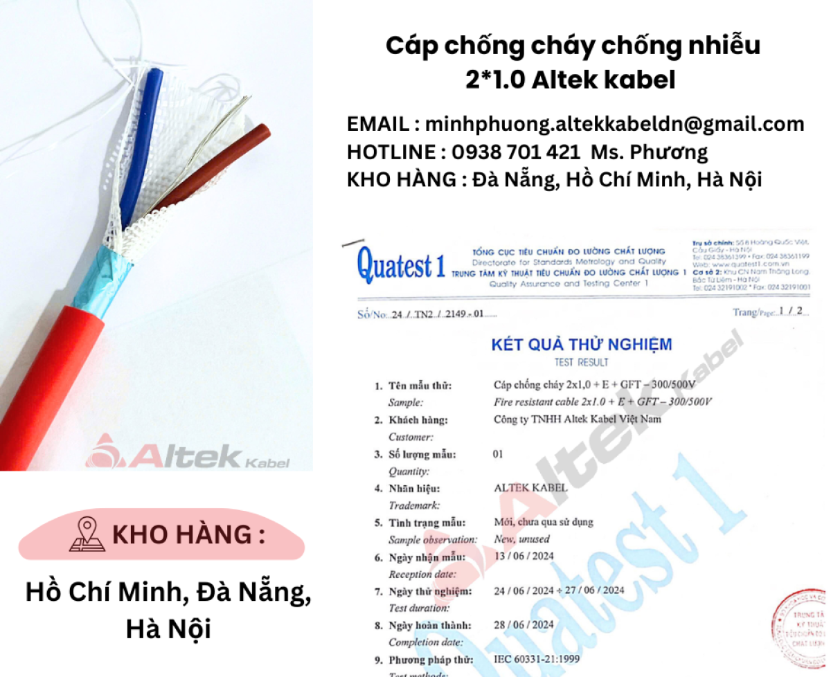 Cáp chống cháy chống nhiễu 2*1.0 Altek Kabel