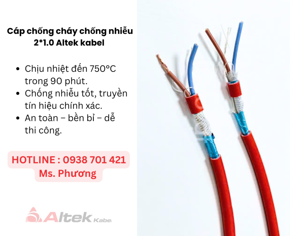 Cáp chống cháy chống nhiễu 2*1.0 Altek Kabel