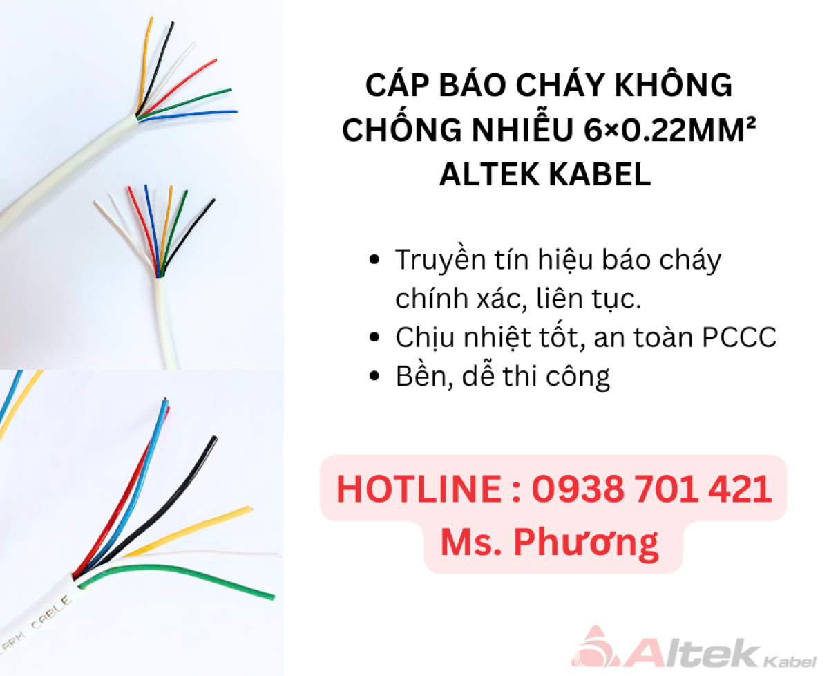 Cáp Báo Cháy không chống nhiễu 6×0.22mm² Altek Kabel