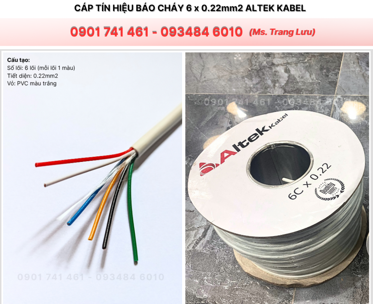 Cáp Tín Hiệu Báo Cháy 6 x 0.22mm2 Altek Kabel