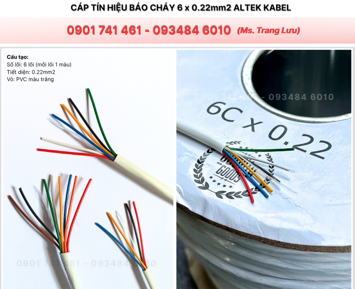 Cáp Tín Hiệu Báo Cháy 6 x 0.22mm2 Altek Kabel