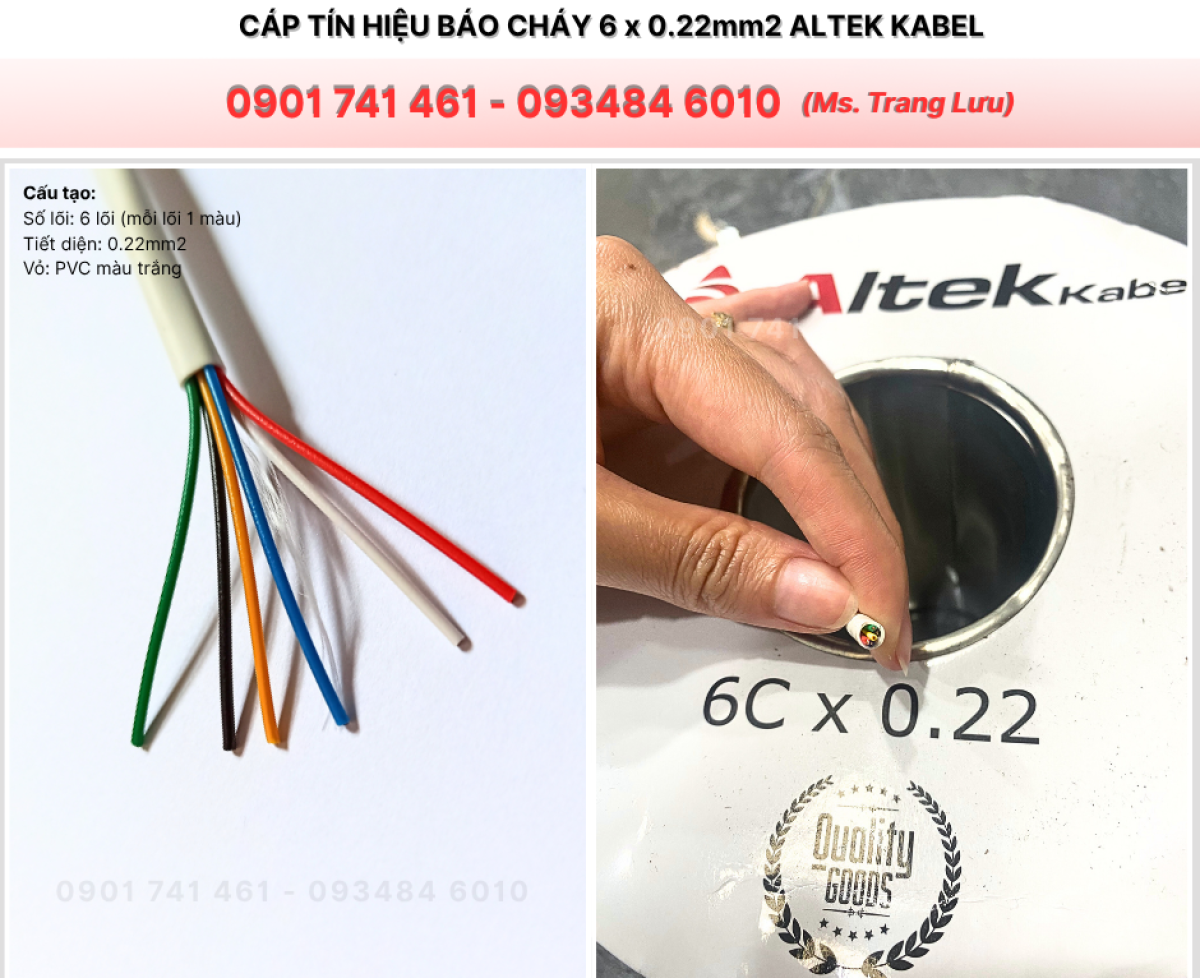 Cáp Tín Hiệu Báo Cháy 6 x 0.22mm2 Altek Kabel
