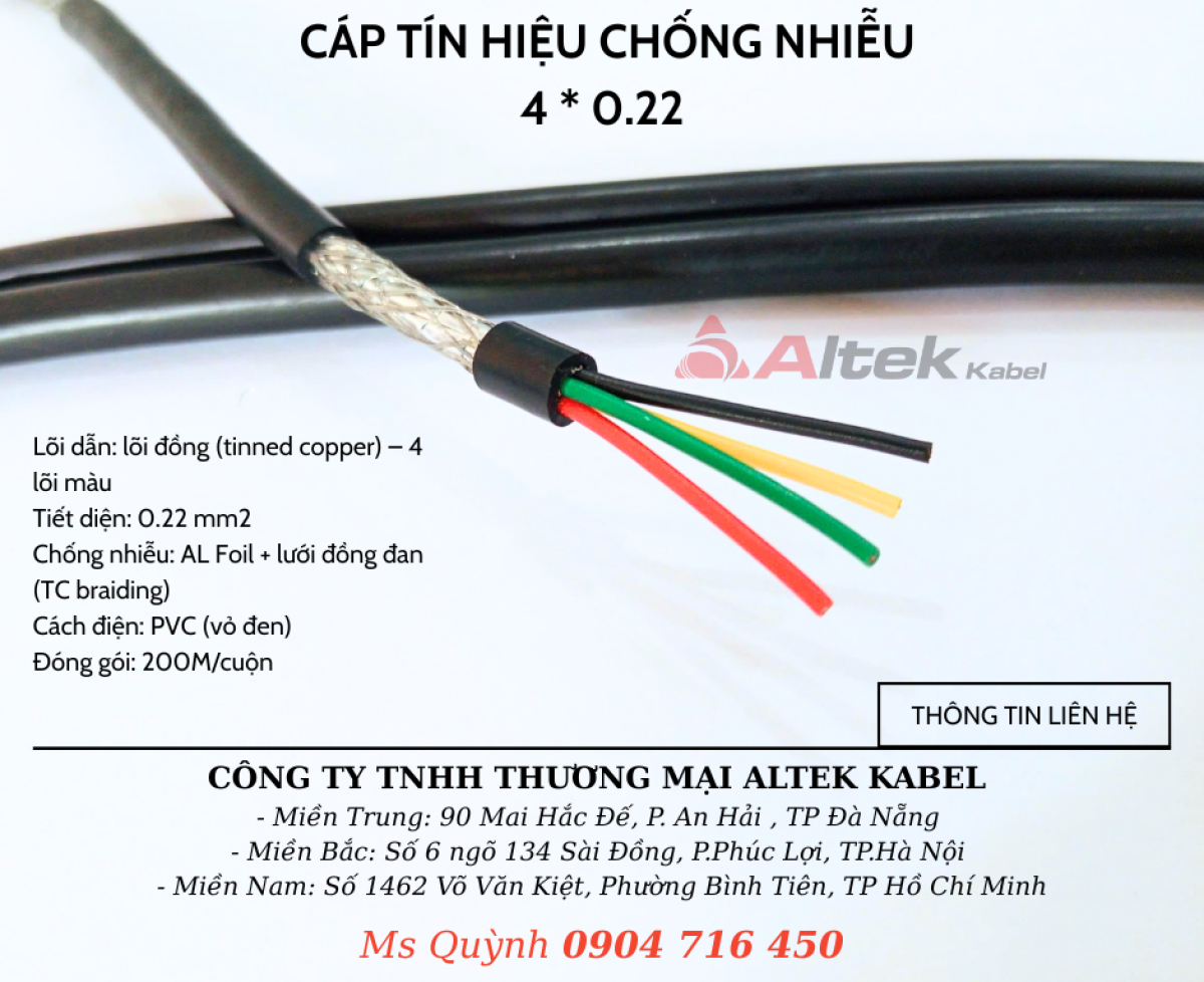 Cáp tín hiệu chống nhiễu 4×0.22 Altek Kabel Hồ Chí Minh