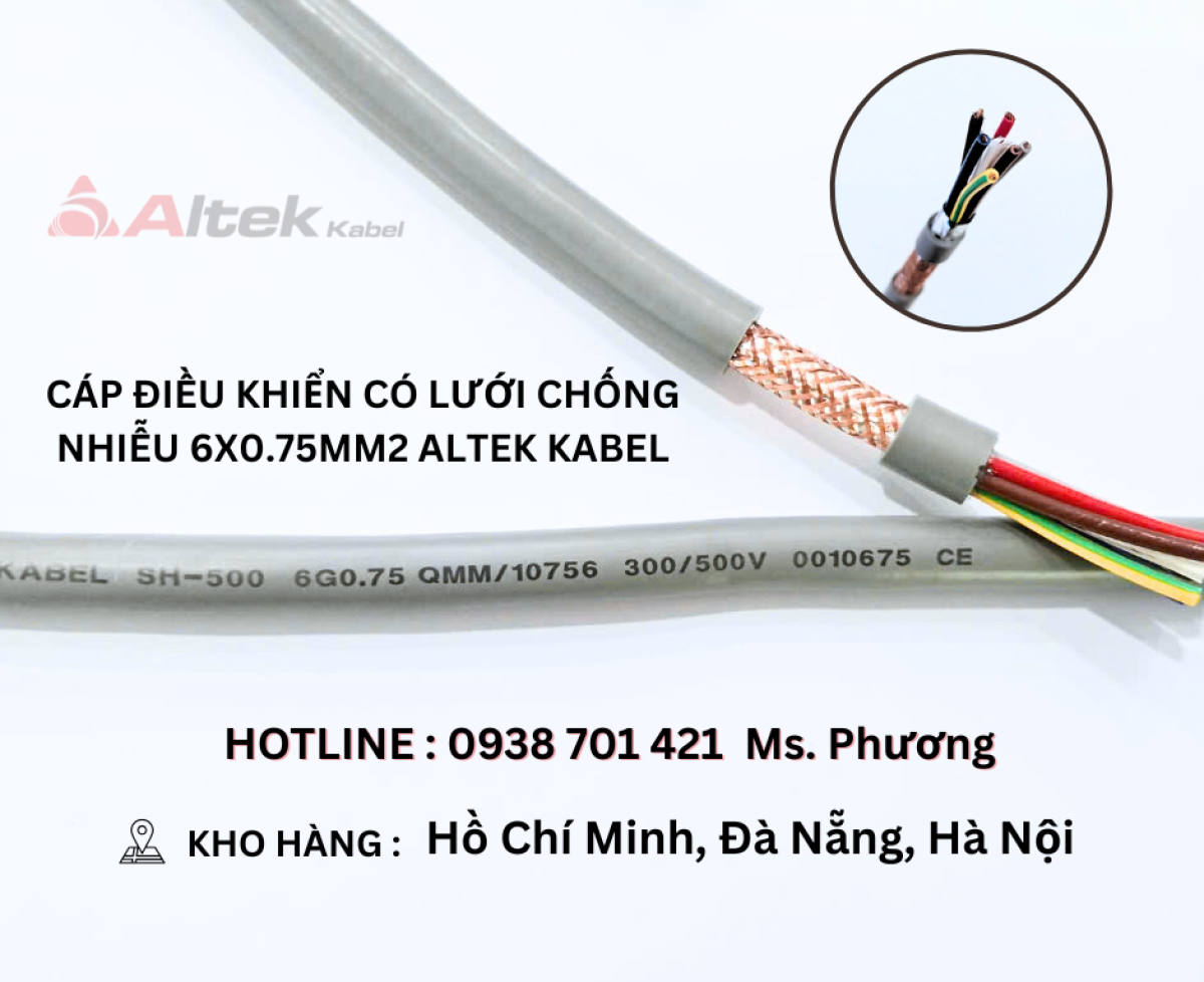 Cáp điều khiển có lưới chống nhiễu 6x0.75mm2 Altek Kabel