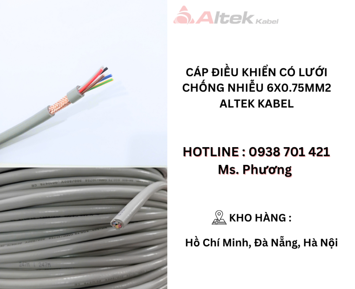 Cáp điều khiển có lưới chống nhiễu 6x0.75mm2 Altek Kabel