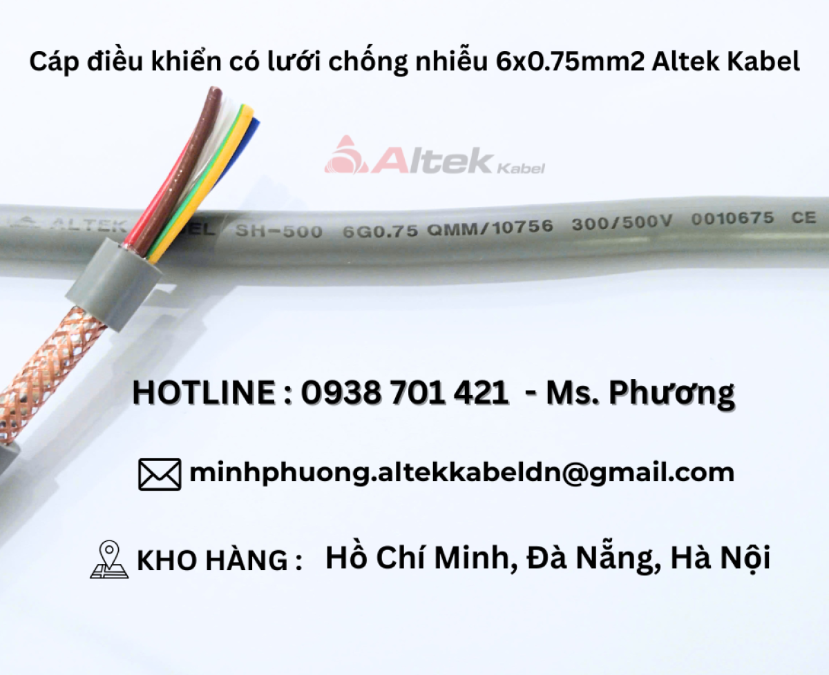 Cáp điều khiển có lưới chống nhiễu 6x0.75mm2 Altek Kabel