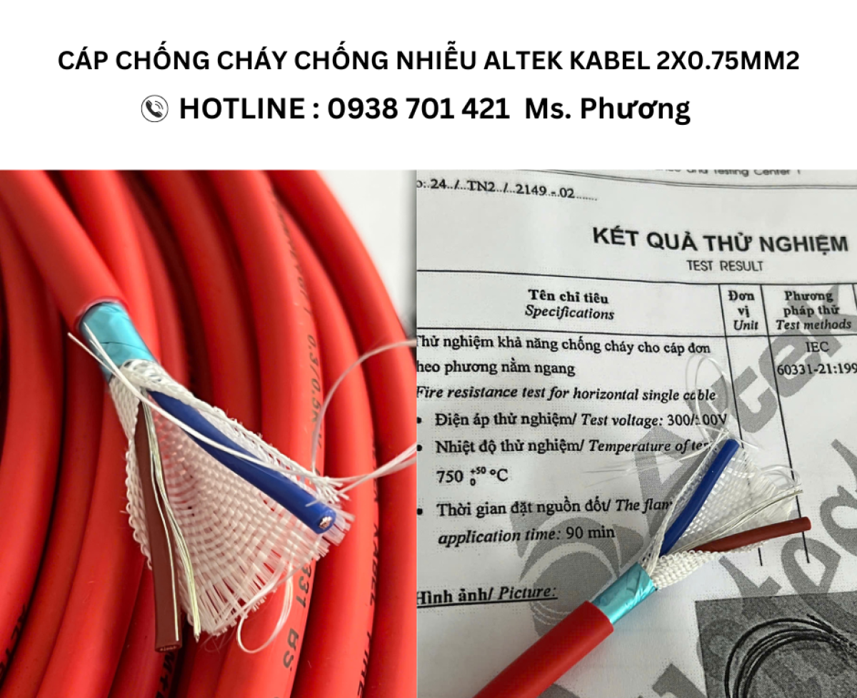 Cáp chống cháy chống nhiễu Altek Kabel 2x0.75mm2