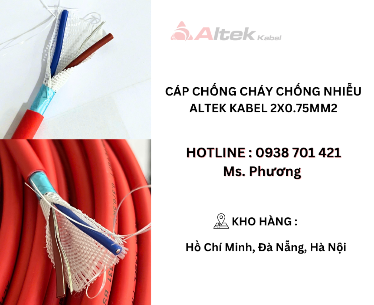 Cáp chống cháy chống nhiễu Altek Kabel 2x0.75mm2