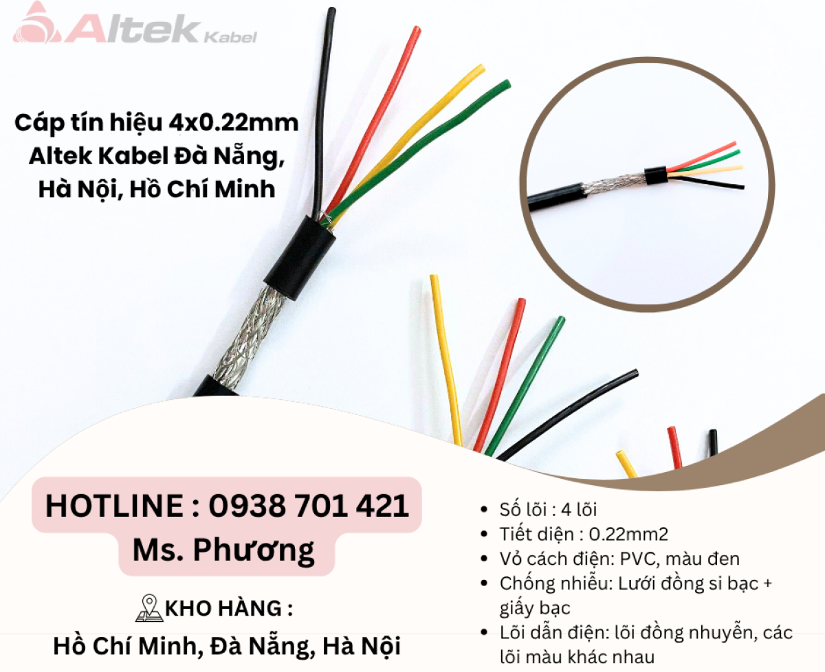 Cáp tín hiệu 4x0.22mm Altek Kabel Đà Nẵng, Hà Nội, Hồ Chí Minh
