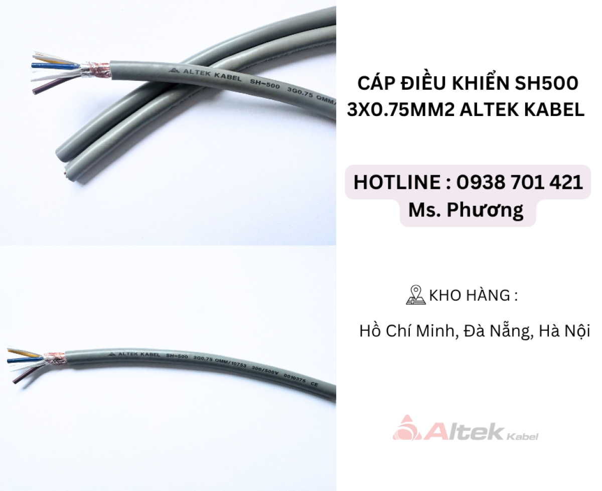 Cáp điều khiển SH500 3x0.75mm2 Altek Kabel Đà Nẵng, Hà Nội, Hồ Chí Minh