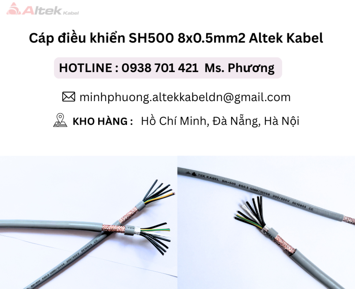 Cáp điều khiển SH500 8x0.5mm2 Altek Kabel Đà Nẵng, Hà Nội, Hồ Chí Minh