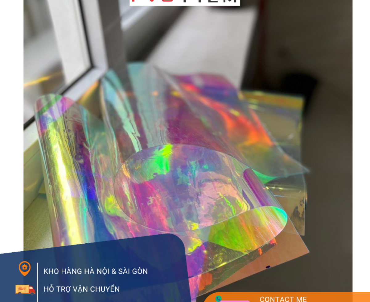 kiếng màng nhựa pvc dẻo HOLOGRAM ánh kim 7 màu