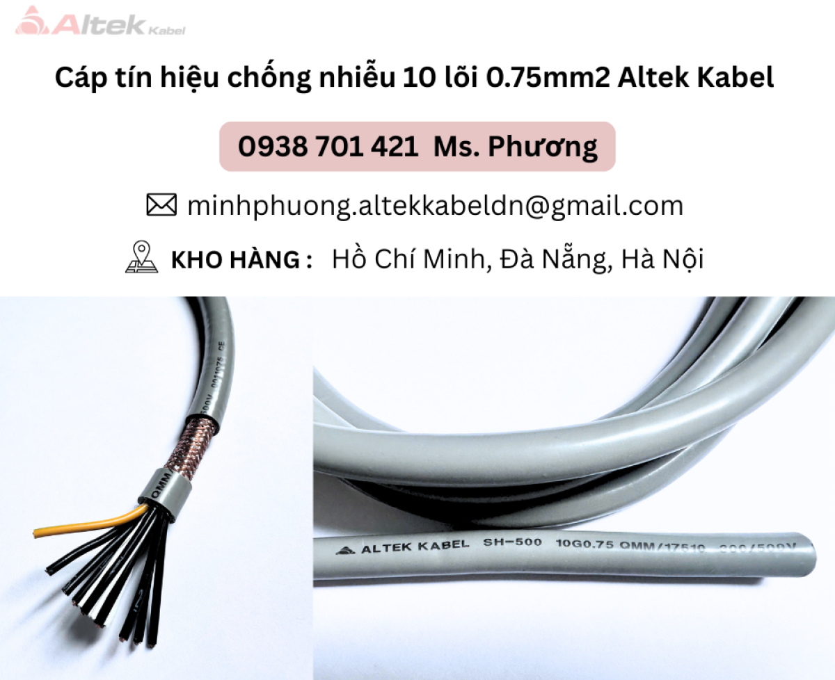 Cáp tín hiệu chống nhiễu 10 lõi 0.75mm2 Altek Kabel Đà Nẵng, Hà Nội, Hồ Chí Minh
