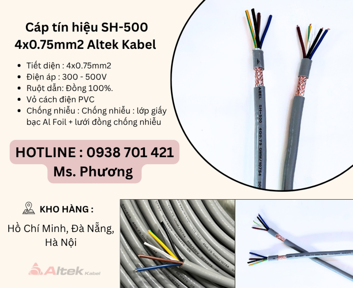 Cáp tín hiệu SH-500 4x0.75mm2 Altek Kabel Đà Nẵng, Hà Nội, Hồ Chí Minh