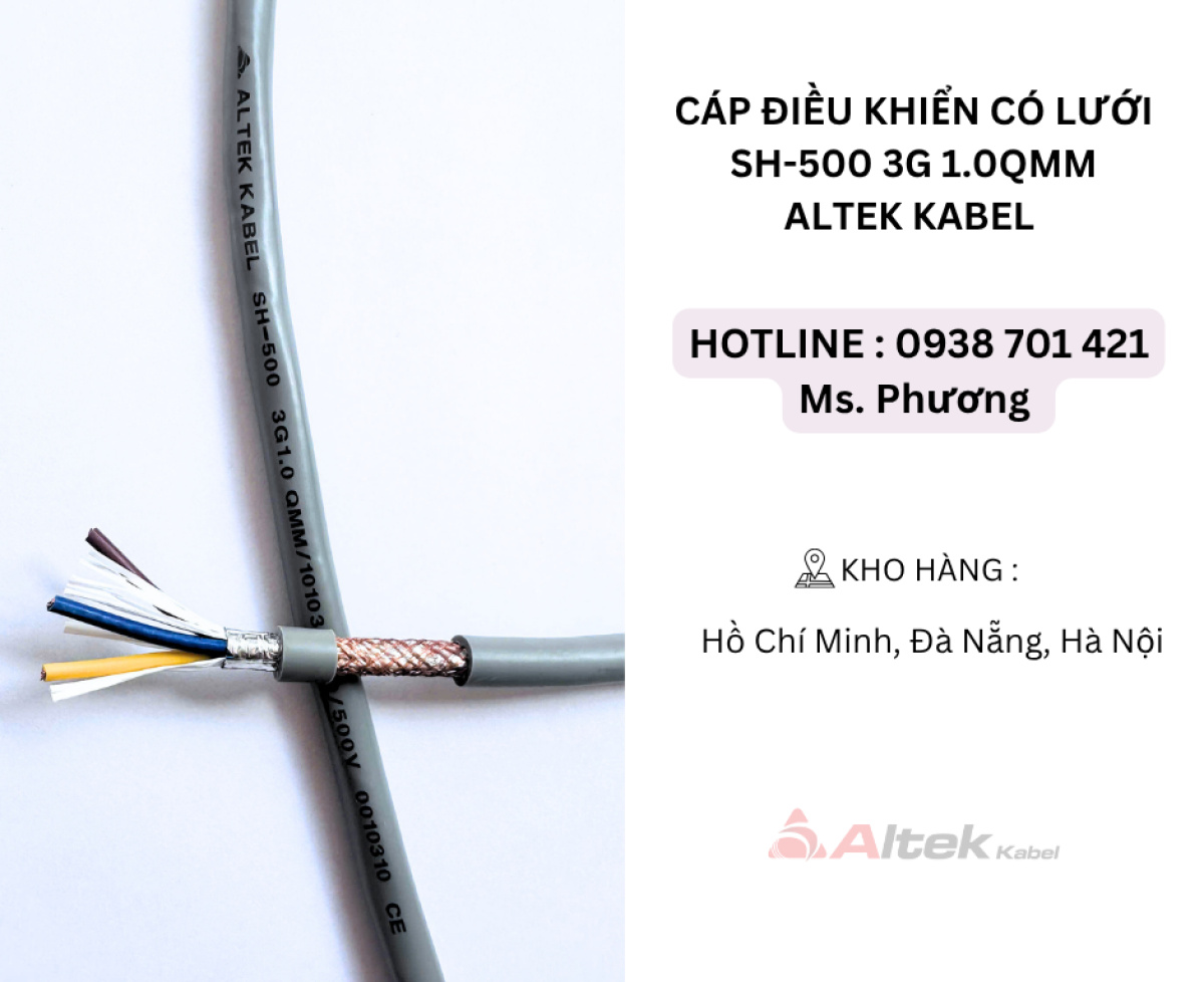 Cáp điều khiển có lưới SH-500 3G 1.0QMM Altek Kabel Đà Nẵng, Hà Nội, Hồ Chí Minh