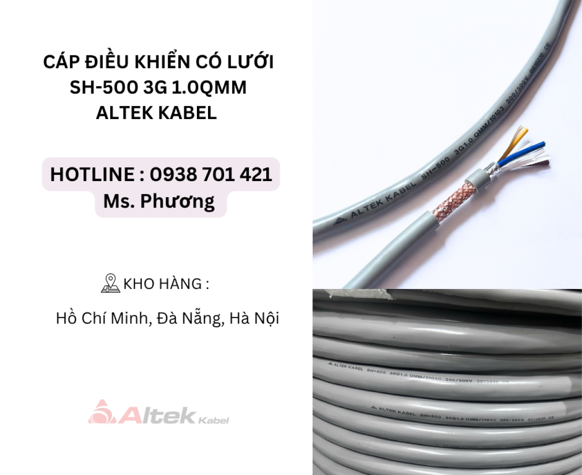 Cáp điều khiển có lưới SH-500 3G 1.0QMM Altek Kabel Đà Nẵng, Hà Nội, Hồ Chí Minh