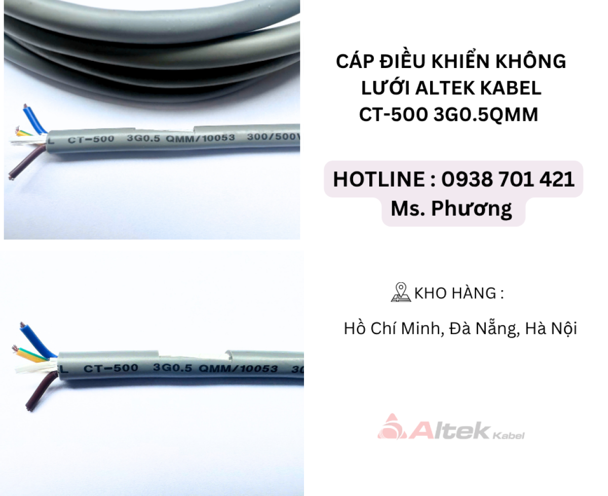 Cáp điều khiển không lưới Altek Kabel CT-500 3G0.5QMM Đà Nẵng, Hà Nội, Hồ Chí Minh