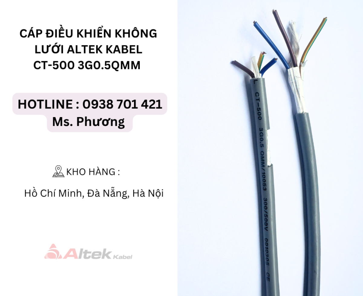 Cáp điều khiển không lưới Altek Kabel CT-500 3G0.5QMM Đà Nẵng, Hà Nội, Hồ Chí Minh