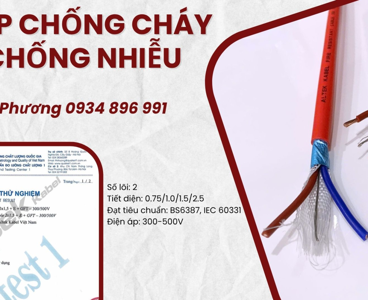 Cáp Chống Cháy Chống Nhiễu 2x0.75 /1.0 /1.5 /2.5 – Altek Kabel Đà Nẵng – Hà Nội – HCM