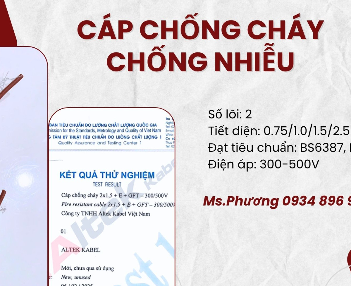Cáp Chống Cháy Chống Nhiễu 2x0.75 /1.0 /1.5 /2.5 – Altek Kabel Đà Nẵng – Hà Nội – HCM