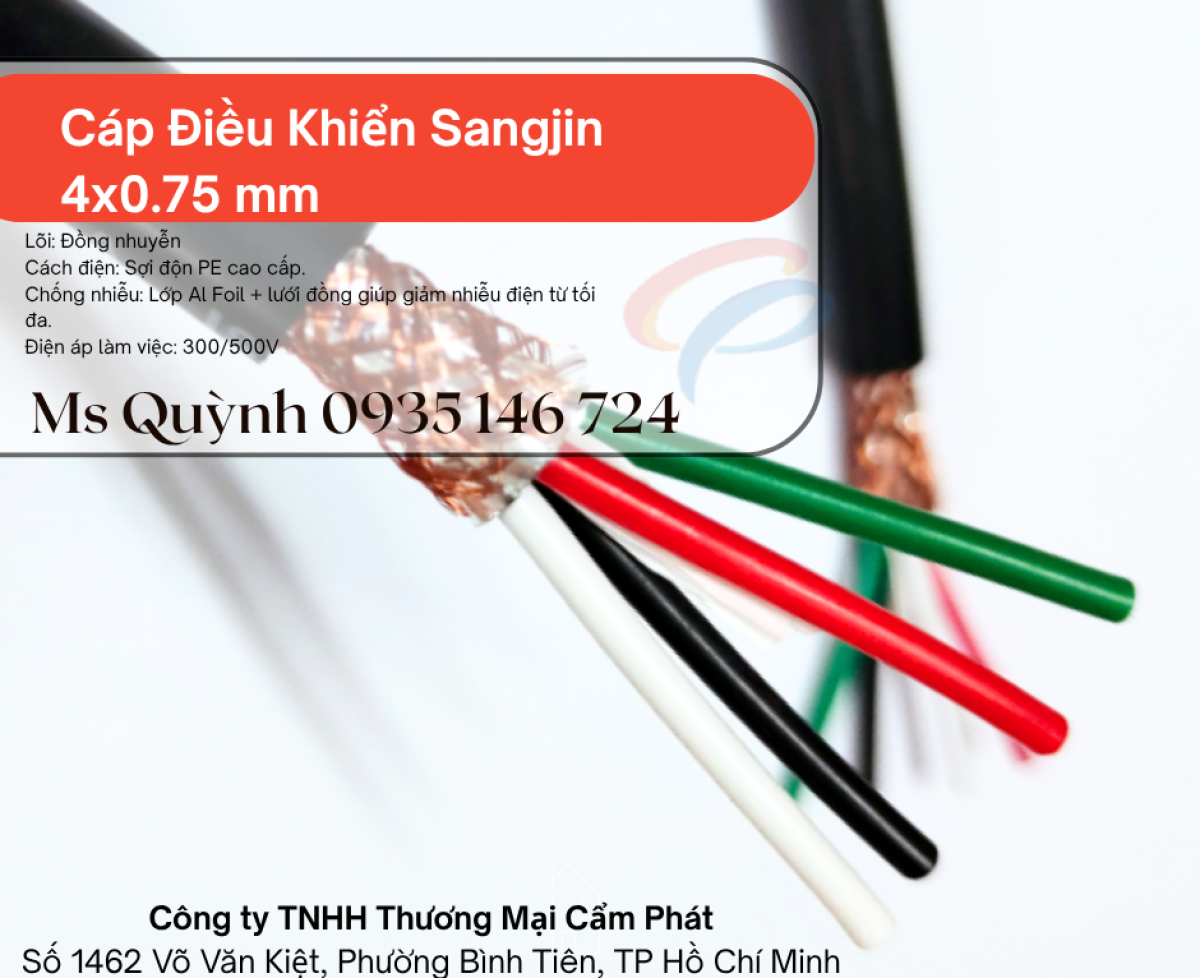Cáp điều khiển chống nhiễu 4x0.75 Sangjin Hồ Chí Minh