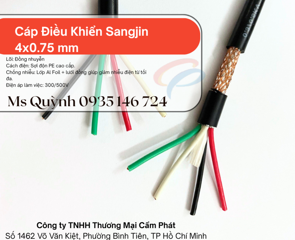Cáp điều khiển chống nhiễu 4x0.75 Sangjin Hồ Chí Minh